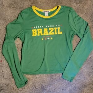 Charlotte Russe Green Brazil Long Sleeve Tee